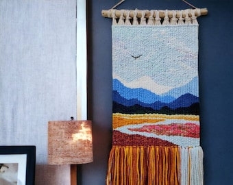 Handmade tapestry | Woven wall hanging | Wall decor | Weaving | Landscape wall Art | Macrame | Wall hanging woven  | Textile art