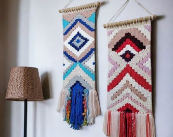Tapiz tejido a mano: Arte textil geométrico para pared