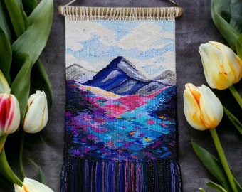 Woven wall hanging | Mountain Lace Wall Hanging | Tapestry Art Colourful decor Dark tapestry Wall decor hanging tapestry Weaving Hand Woven