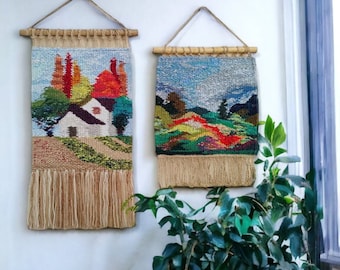 Woven wall hanging | House warming gift | House wall hanging | Textile art |  | Weaving Tapestry | Fibre Arts | Gallery wall | Handmade Art