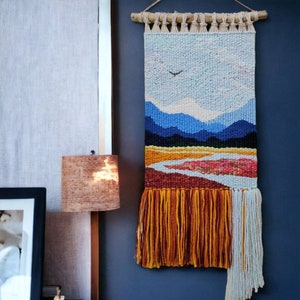 Handmade tapestry | Woven wall hanging | Wall decor | Weaving | Landscape wall Art | Macrame | Wall hanging woven  | Textile art