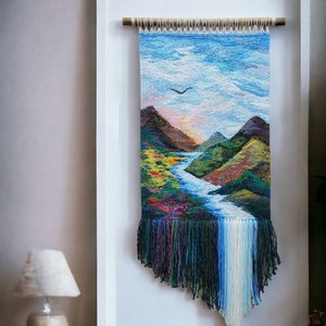 Handmade tapestry - Waterfall | Woven wall hanging | Wall decor | Weaving | Landscape wall Art | Macrame | Wall hanging woven  | Textile art