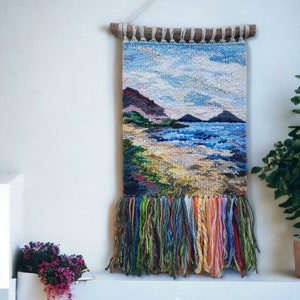 Arte marina / Tessitura / Arazzo da parete / Arazzo moderno / Arte in fibra / Spiaggia di sabbia bianca / Arazzo da appendere / Arte tessile