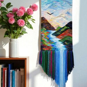 Woven wall hanging | Housewarming gift | Gifts for Women | Textile art | Waterfall landscape | Weaving Tapestry | Fibre Arts | Gallery wall image 17