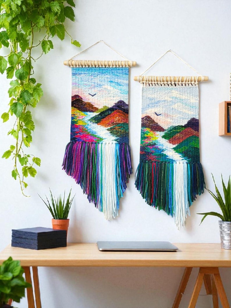 Woven wall hanging | Housewarming gift | Gifts for Women | Textile art | Waterfall landscape | Weaving Tapestry | Fibre Arts | Gallery wall image 3