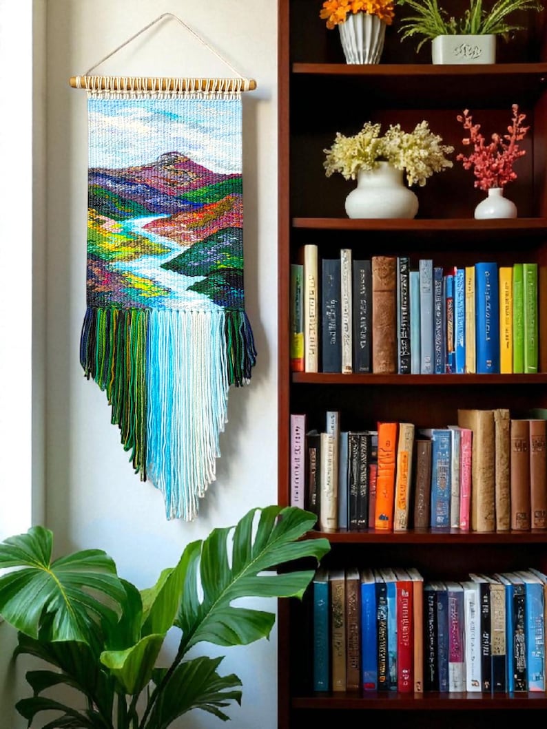 Woven wall hanging | Housewarming gift | Gifts for Women | Textile art | Waterfall landscape | Weaving Tapestry | Fibre Arts | Gallery wall image 10