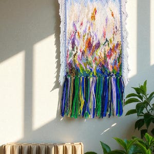 Handmade Woven Wall Hanging Tapestry: Boho Fiber Art Decor 4 - 24x45 cm.