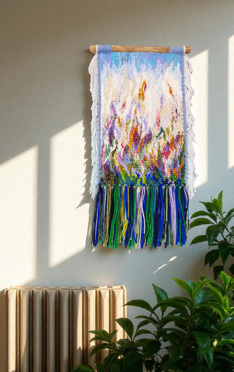 Handmade Woven Wall Hanging Tapestry: Boho Fiber Art Decor 4 - 24x45 cm.
