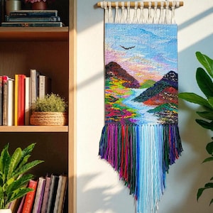 Woven wall hanging | Housewarming gift | Gifts for Women | Textile art | Waterfall landscape | Weaving Tapestry | Fibre Arts | Gallery wall image 4