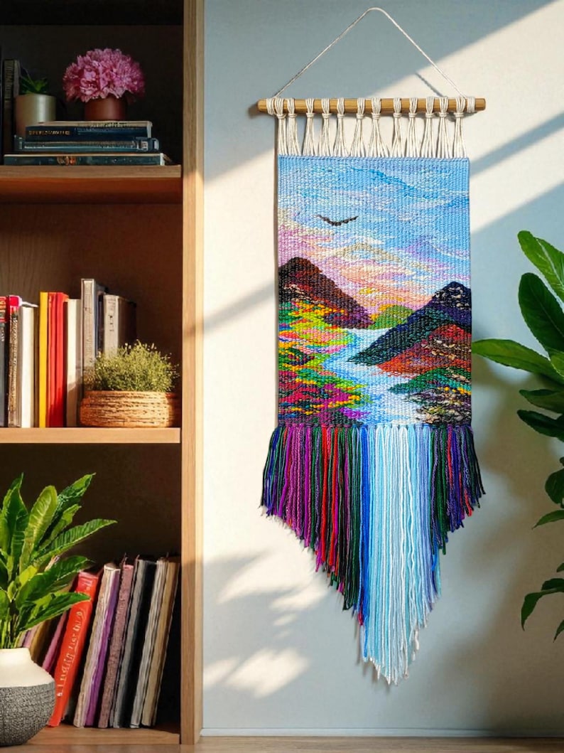Woven wall hanging | Housewarming gift | Gifts for Women | Textile art | Waterfall landscape | Weaving Tapestry | Fibre Arts | Gallery wall image 4