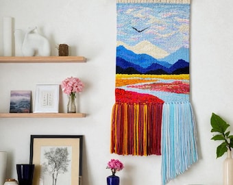 Handmade tapestry | Woven wall hanging | Wall decor | Weaving | Landscape wall Art | Macrame | Wall hanging woven  | Textile art