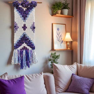 Handmade Woven Wall Hanging Tapestry: Boho Fiber Art Decor 7 - 37x74 cm.