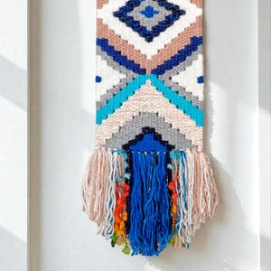 Handmade Woven Wall Hanging Tapestry: Boho Fiber Art Decor 5 - 21x66 cm.