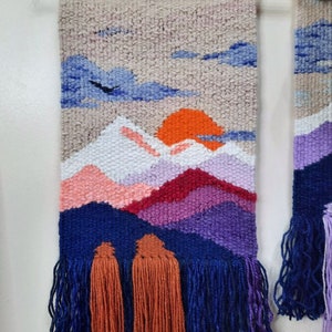 Handmade tapestry Mountains Wall decor Weaving Landscape wall Art Macrame Wall hanging woven Woven wall hanging Textile art image 6