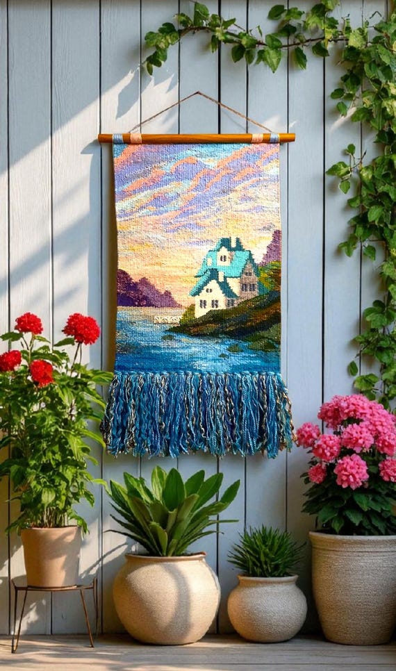 Tapisserie Murale Tissée Main Inde - Motif Art, Multicolore, 39" X Env. 23.5", Occasion