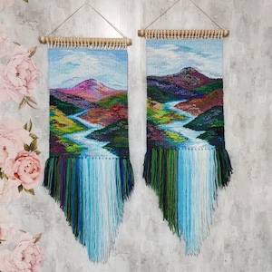 Woven wall hanging | Housewarming gift | Gifts for Women | Textile art | Waterfall landscape | Weaving Tapestry | Fibre Arts | Gallery wall image 11