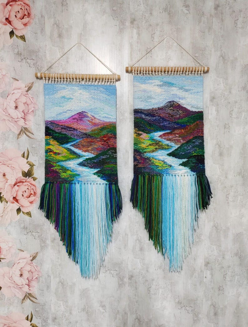 Woven wall hanging | Housewarming gift | Gifts for Women | Textile art | Waterfall landscape | Weaving Tapestry | Fibre Arts | Gallery wall image 11