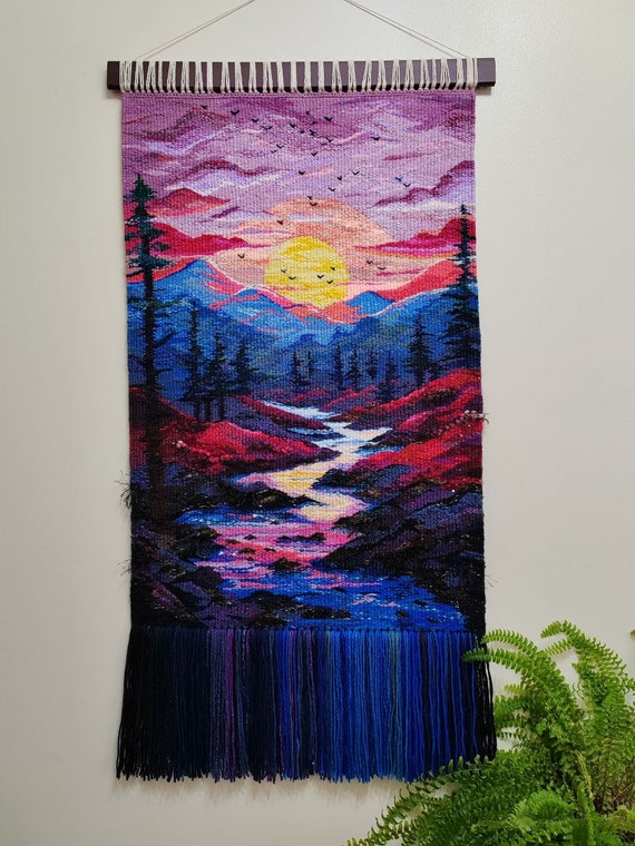 Woven Wall Hanging Wall Decor Large Weaving Landscape Wall Art Macrame Wall Hanging Woven Textile Art Handmade Tapestry Weave Etsy Canada