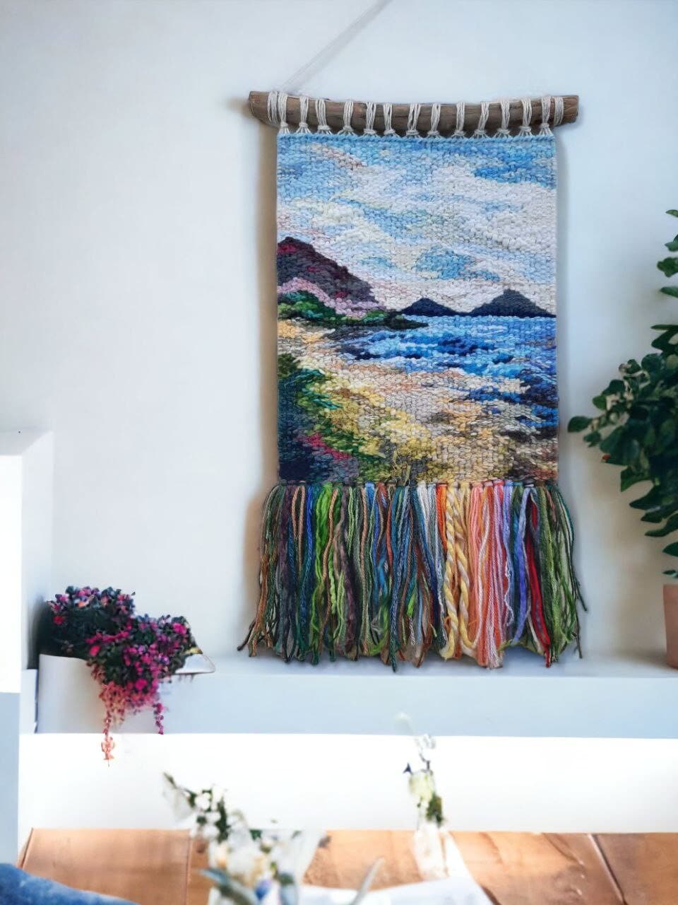 Seascape Art Weaving Wall Art Tapestry Modern Wall Hanging Fibre Art Sea Beach White Sand Hanging Weave Tapestry Textile Art Etsy
