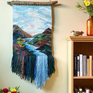 Woven wall hanging | Housewarming gift | Gifts for Women | Textile art | Waterfall landscape | Weaving Tapestry | Fibre Arts | Gallery wall image 8