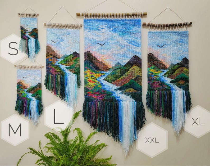 Woven wall hanging | Housewarming gift | Gifts for Women | Textile art | Waterfall landscape | Weaving Tapestry | Fibre Arts | Gallery wall image 1