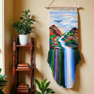 Woven wall hanging | Housewarming gift | Gifts for Women | Textile art | Waterfall landscape | Weaving Tapestry | Fibre Arts | Gallery wall image 7