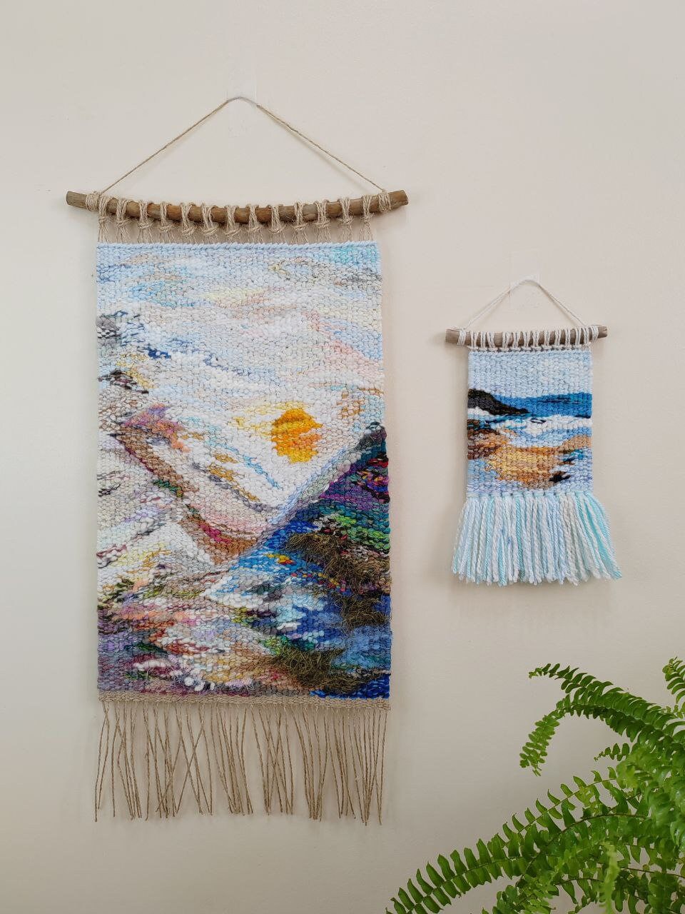 Handmade Sky Tapestry: Woven Fiber Art Wall Decor - Etsy