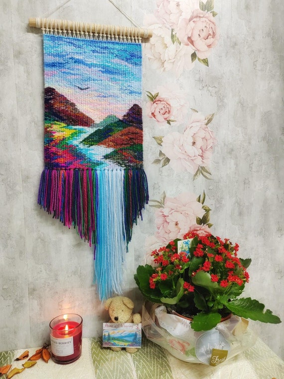 Handmade Tapestry Waterfall Woven Wall Hanging Wall Decor Weaving Landscape Wall Art Macrame Wall Hanging Woven Textile Art Etsy