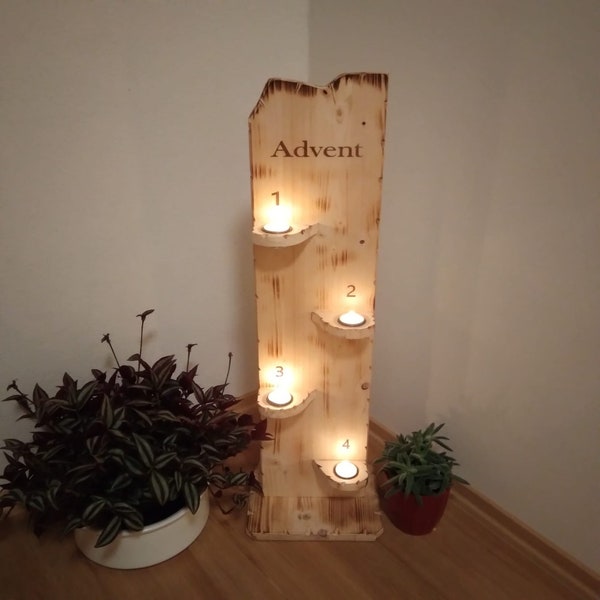 Adventsständer Holz mit Teelichter