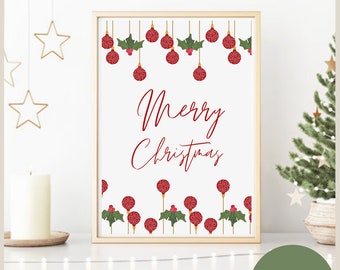 Christmas Downloadable Print, Christmas Wall Decor, Merry Christmas Prints