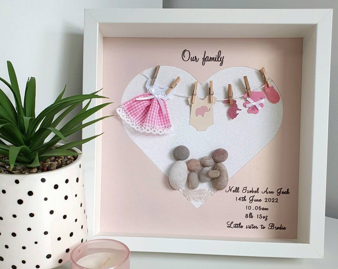Pebble Art Picture - New Baby