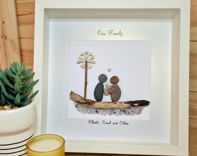 Pebble Art Picture - A Couple and their Baby