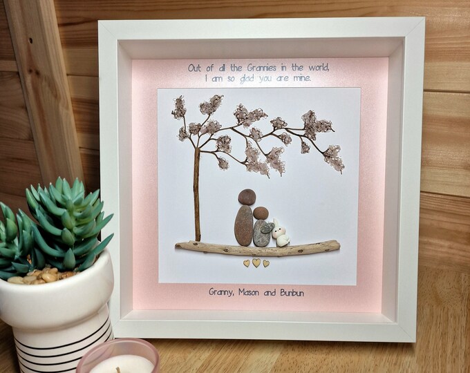 Pebble Art Picture - Grandparent and Grandchild