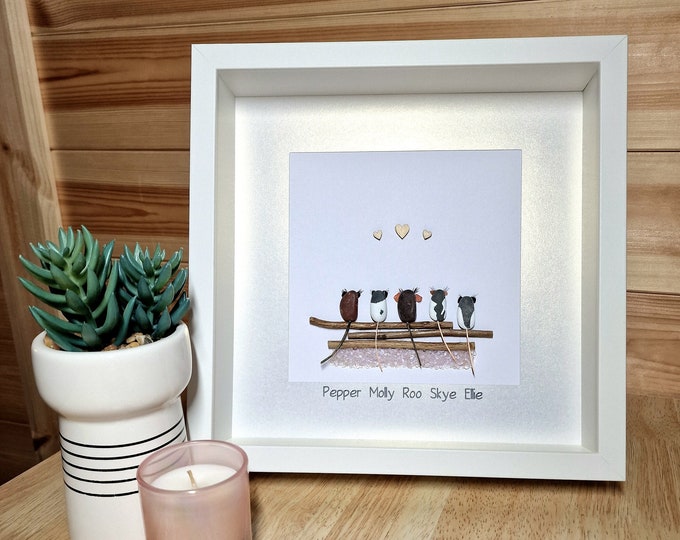 Pebble Art Picture - Rat Family