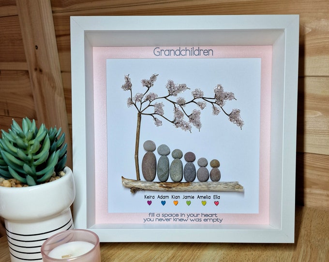 Grandchildren Pebble Art Picture