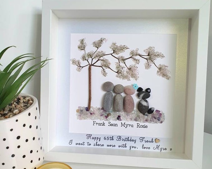 Pebble Art Picture - A Family and their Dog