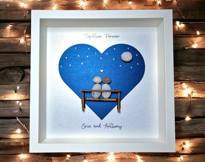 Pebble Art Picture - A Couple on a Bench