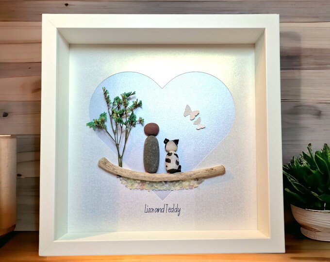 Pebble Art Picture - A Person and their Pet
