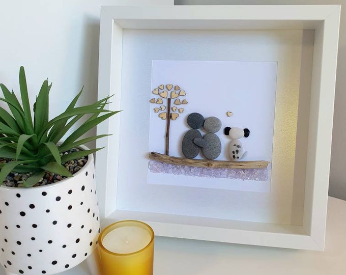 Pebble Art Picture - A Couple & their Dog