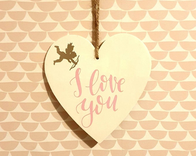Personalised Hanging Wooden Heart Plaque | Custom Wording & Embellishment | Gift for Loved Ones | Handmade by ClowsCrafts