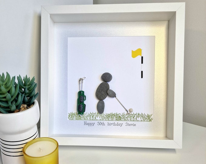 Pebble Art Picture - Golfer