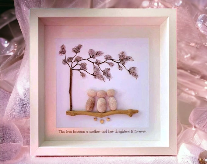Pebble Art Picture - Mum and Daughter Gift