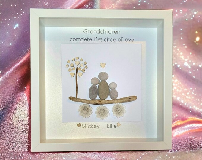 Grandchildren Pebble Art Picture