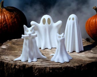 3D Printed Ghosts | Tall Ghost, Ghost, Cat Ghost, Dog Ghost | Halloween Décor | Glow in the Dark Option | Custom Colours Available