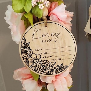 Personalized Baby Stats Wooden Sign | Customizable Baby Birth Sign | Newborn Name Sign | Date, Weight, Length, Time | Baby Shower Gift