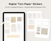Digital Realistic 'Torn Paper' Planner Stickers | Goodnotes Sticker Book | Pre-cropped PNG's | Scrapbook | Moodboard | Collaging | Neutral