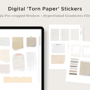 Adesivi pianificatori digitali realistici "Carta strappata" / Goodnotes Sticker Book / PNG pre-ritagliati / Scrapbook / Moodboard / Collaging / Neutro