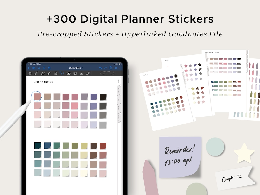 300+ Digital Planner Stickers Bundle | Goodnotes Minimal Sticker Book ...