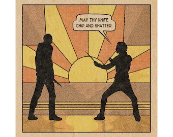 May Thy Knife Chip and Shatter - Vintage Comic Panel - Film Art Print