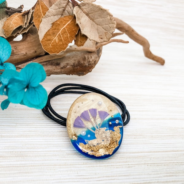 Treasure of the Ocean | Pressed Flower Sea Lavender | Handmade Resin Hairband